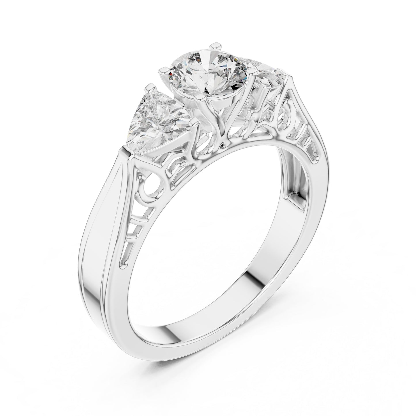 Round Three Stone Lab Grown Diamond Ring