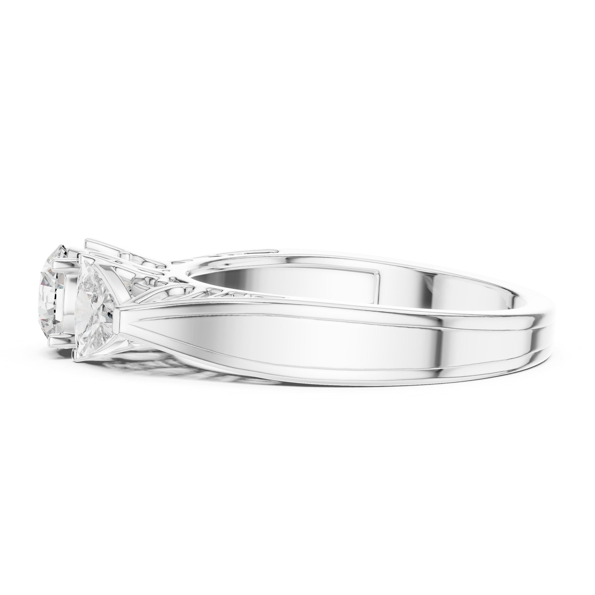 Round Three Stone Lab Grown Diamond Ring