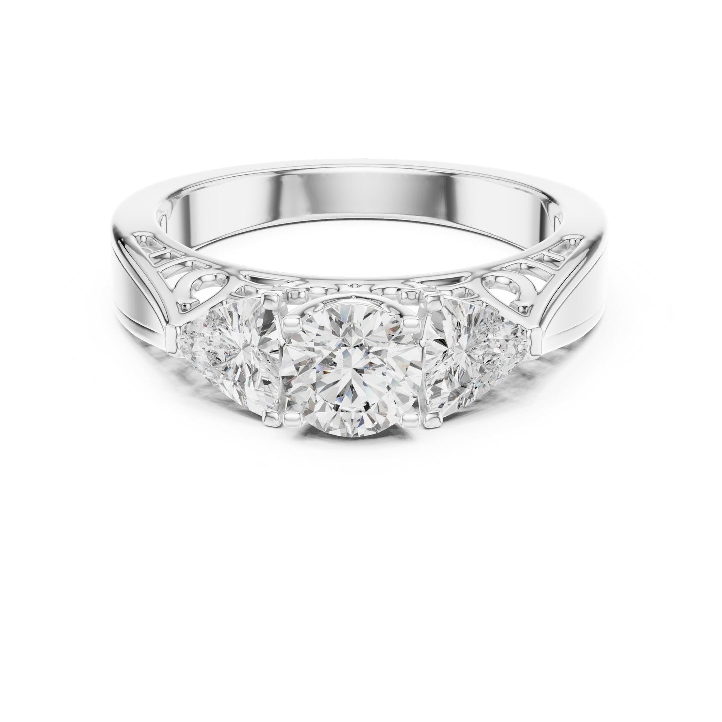 Round Three Stone Lab Grown Diamond Ring