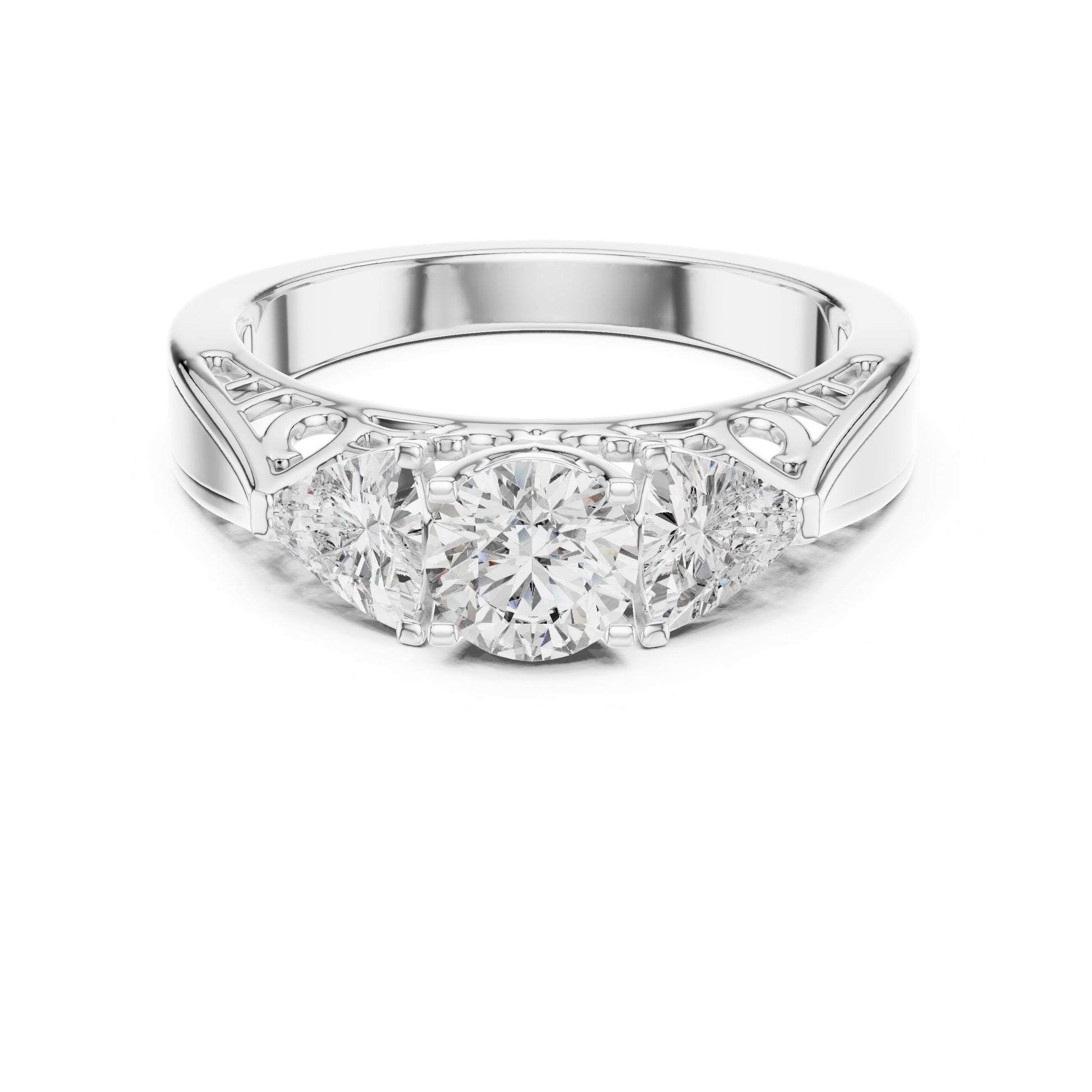 Round Three Stone Lab Grown Diamond Ring