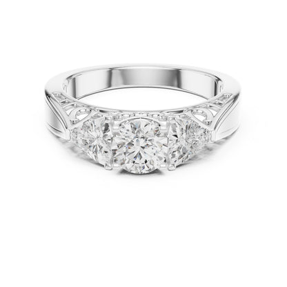 Round Three Stone Lab Grown Diamond Ring