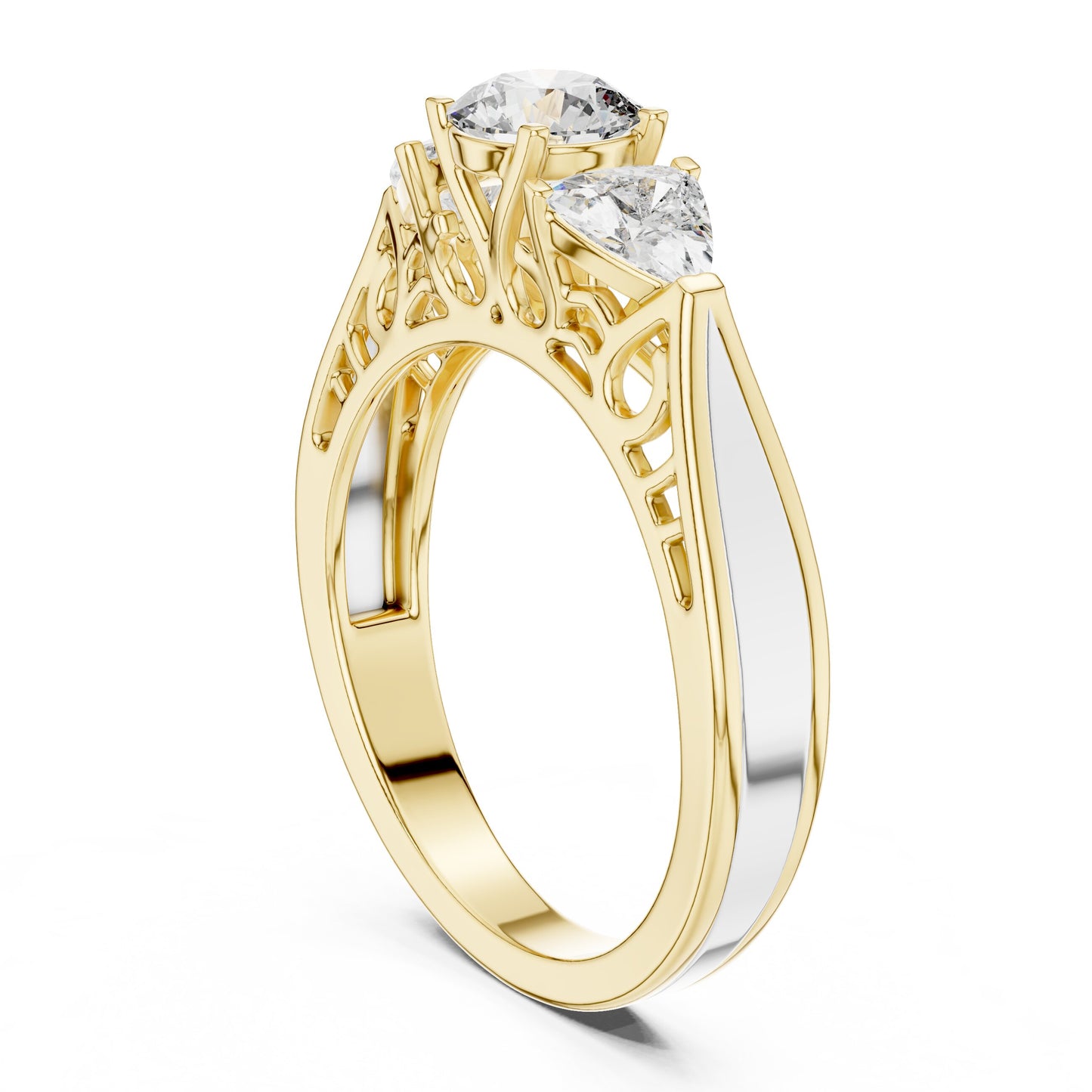 Round Three Stone Lab Grown Diamond Ring