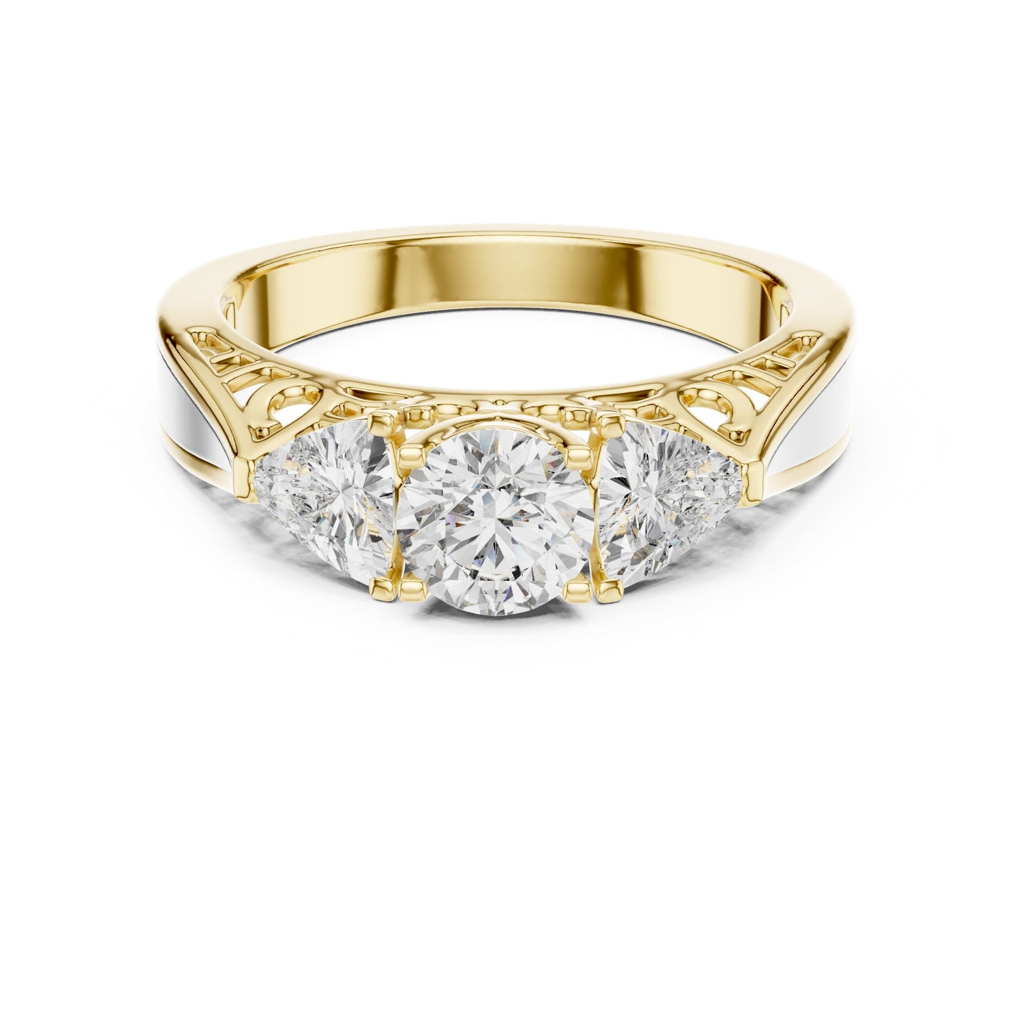 Round Three Stone Lab Grown Diamond Ring