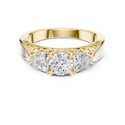 Round Three Stone Lab Grown Diamond Ring