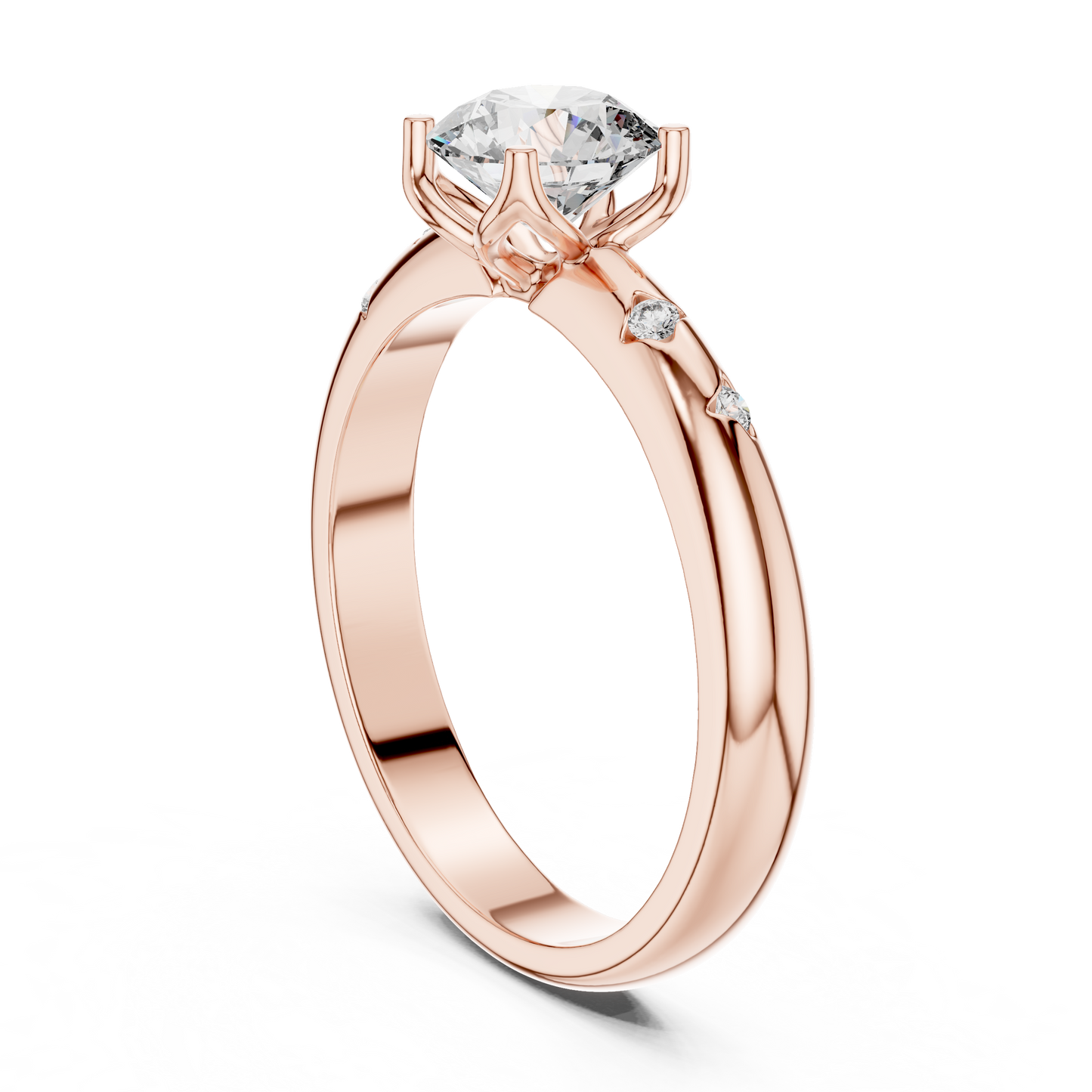 Round Side Stone Lab Grown Diamond Ring