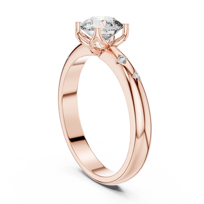 Round Side Stone Lab Grown Diamond Ring