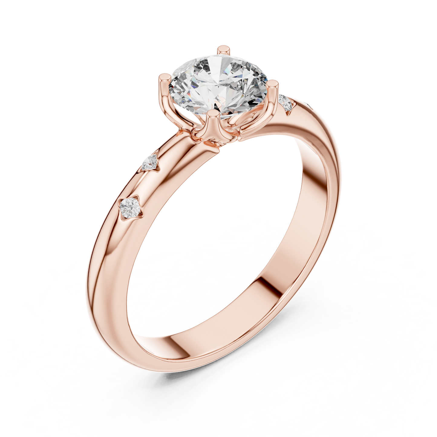 Round Side Stone Lab Grown Diamond Ring
