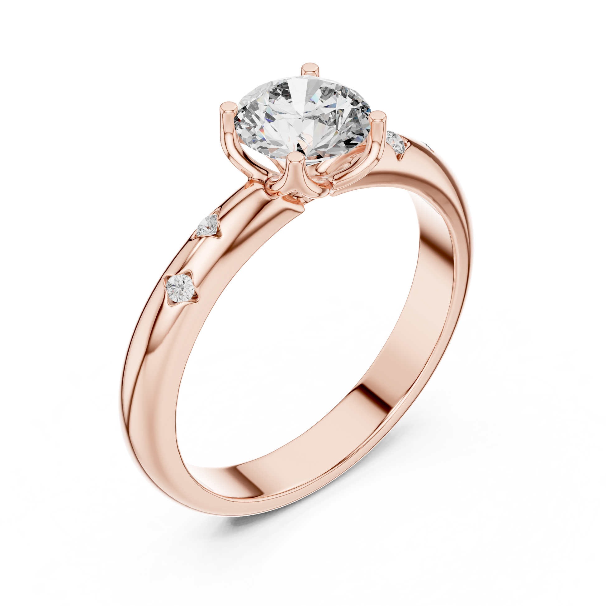 Round Side Stone Lab Grown Diamond Ring