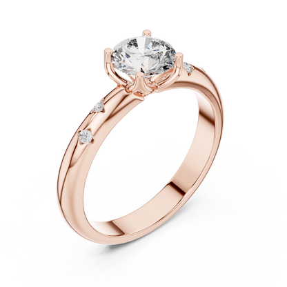 Round Side Stone Lab Grown Diamond Ring