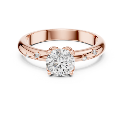 Round Side Stone Lab Grown Diamond Ring