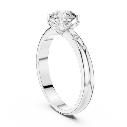 Round Side Stone Lab Grown Diamond Ring