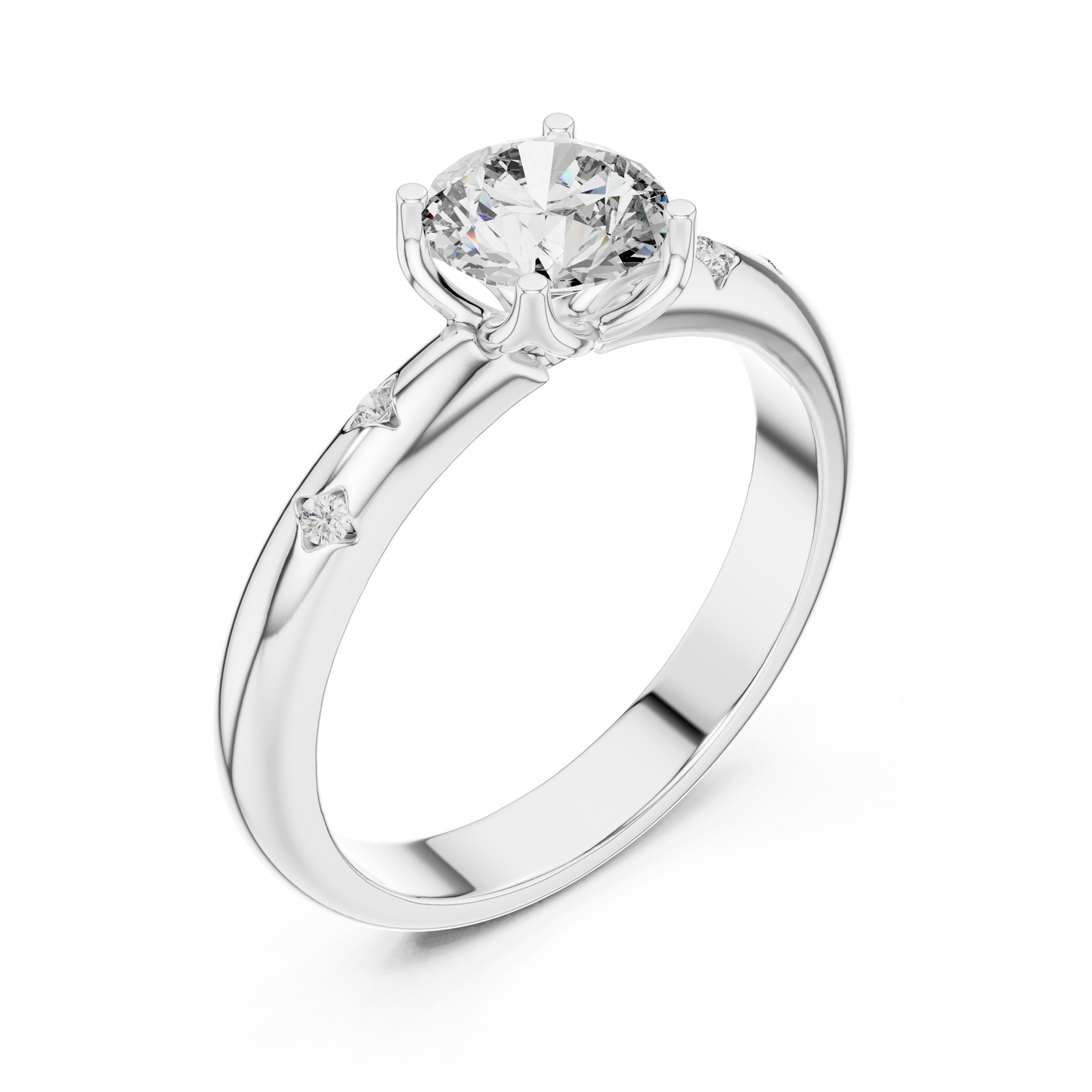 Round Side Stone Lab Grown Diamond Ring