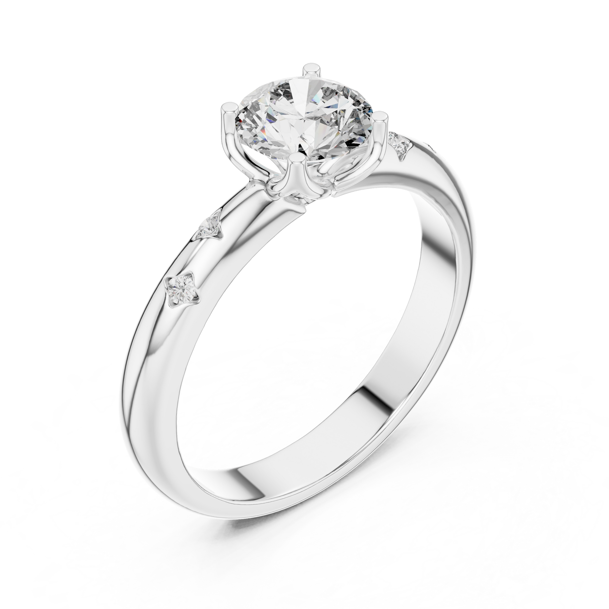 Round Side Stone Lab Grown Diamond Ring