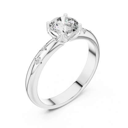 Round Side Stone Lab Grown Diamond Ring