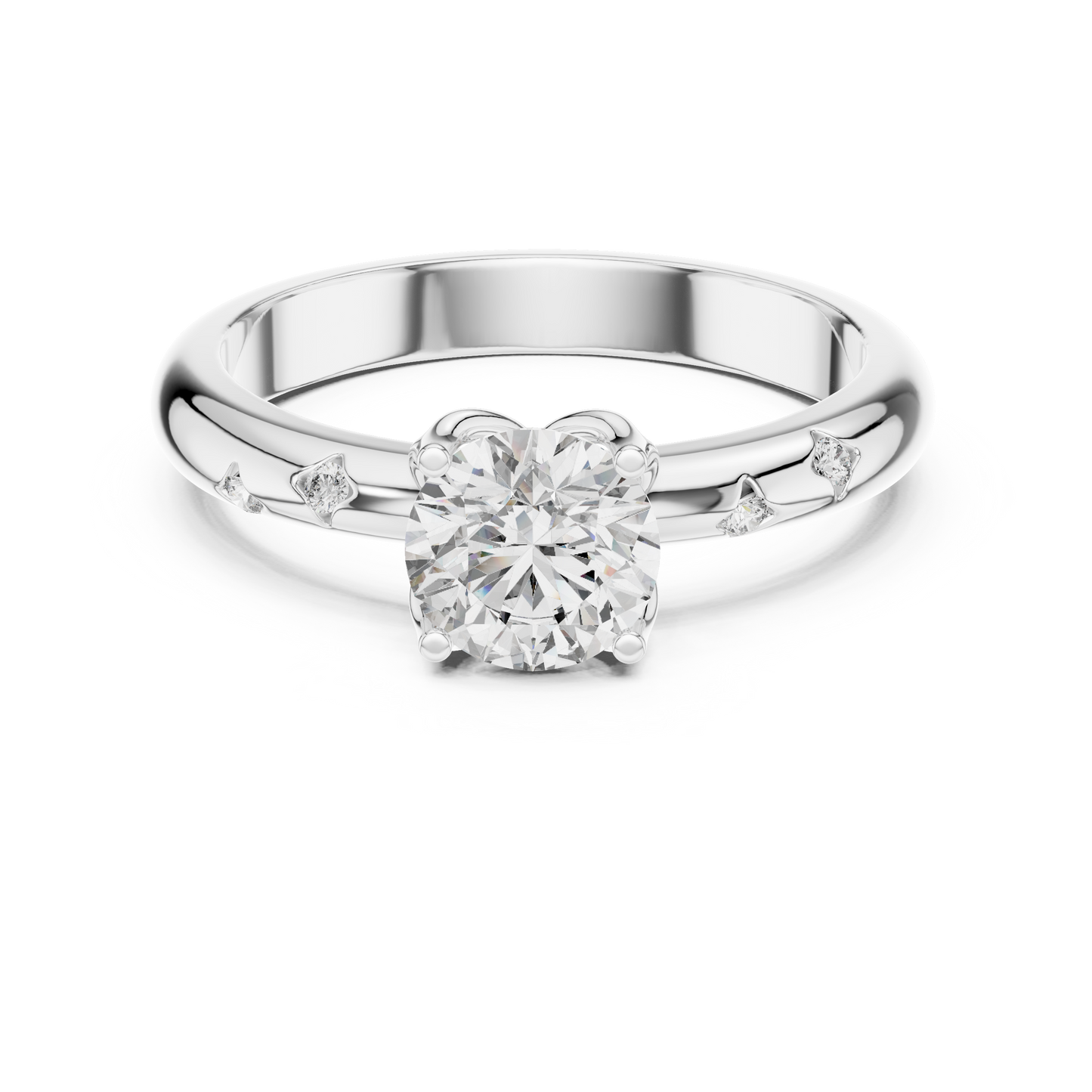 Round Side Stone Lab Grown Diamond Ring