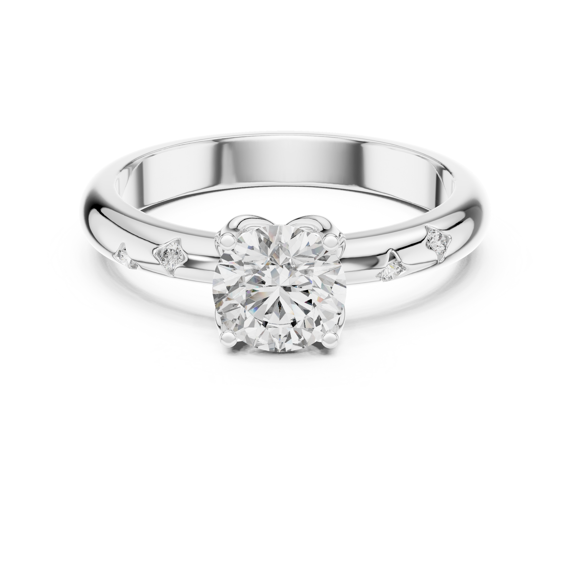 Round Side Stone Lab Grown Diamond Ring