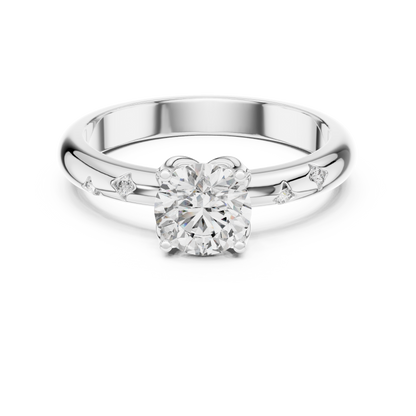 Round Side Stone Lab Grown Diamond Ring