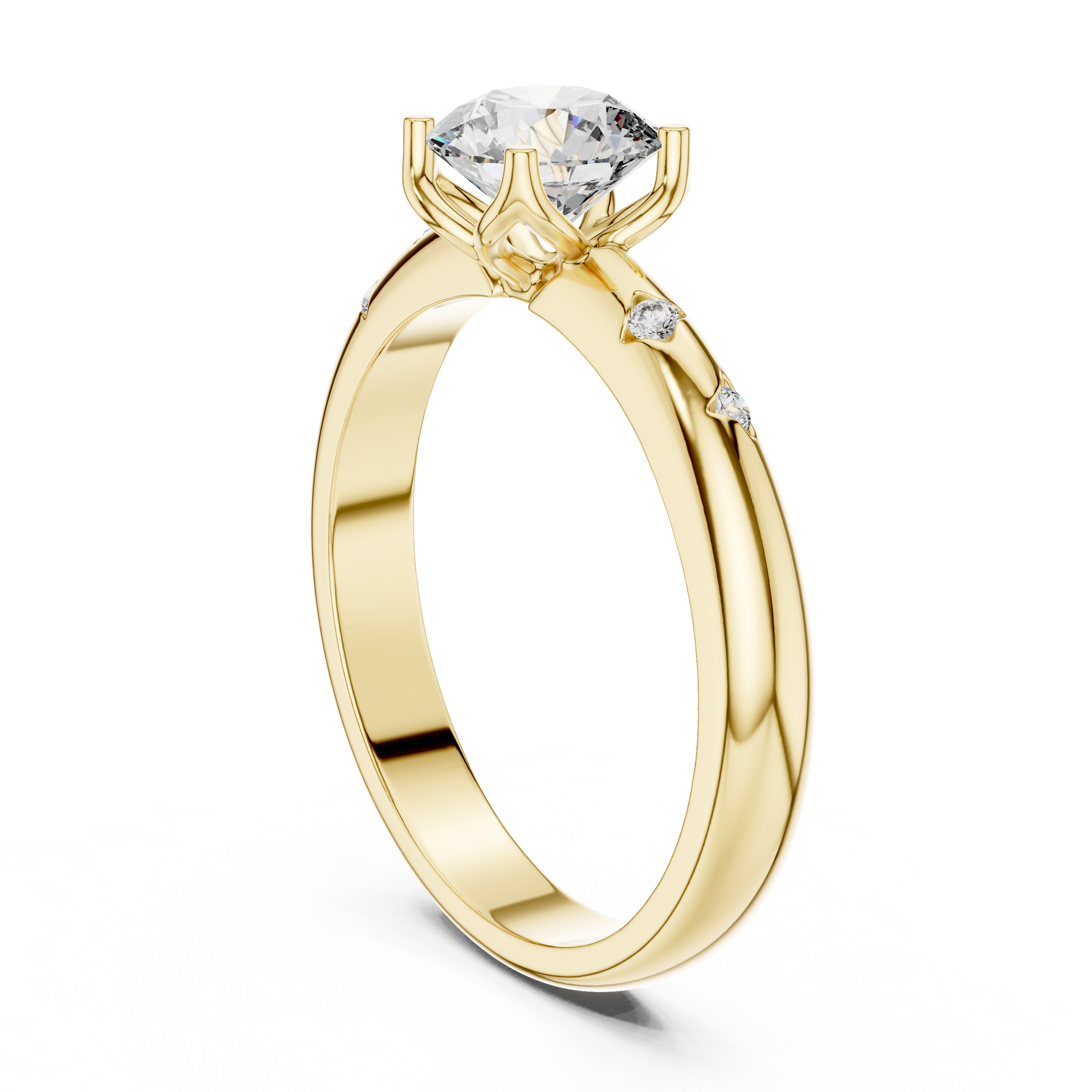 Round Side Stone Lab Grown Diamond Ring