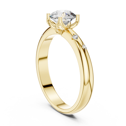 Round Side Stone Lab Grown Diamond Ring