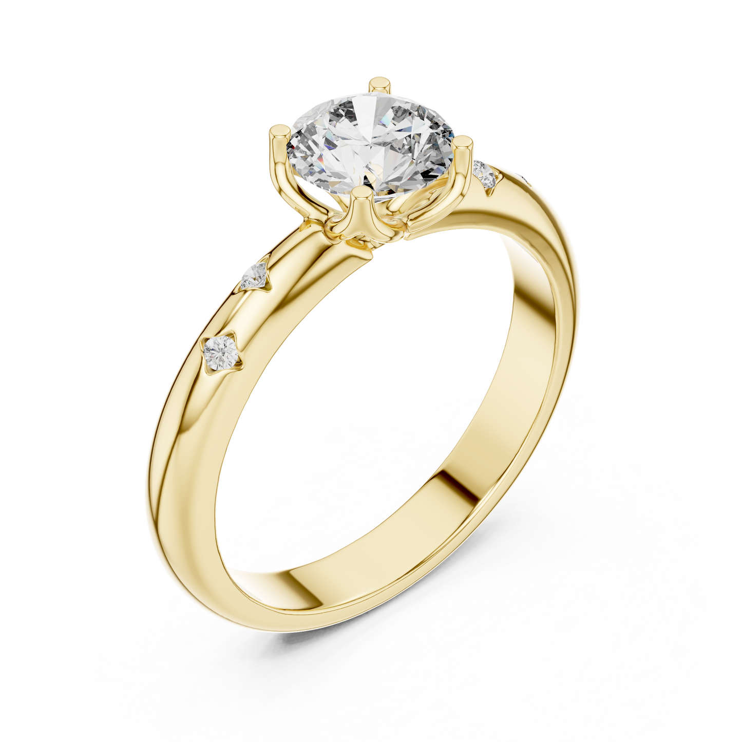 Round Side Stone Lab Grown Diamond Ring