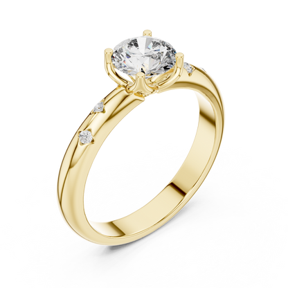 Round Side Stone Lab Grown Diamond Ring