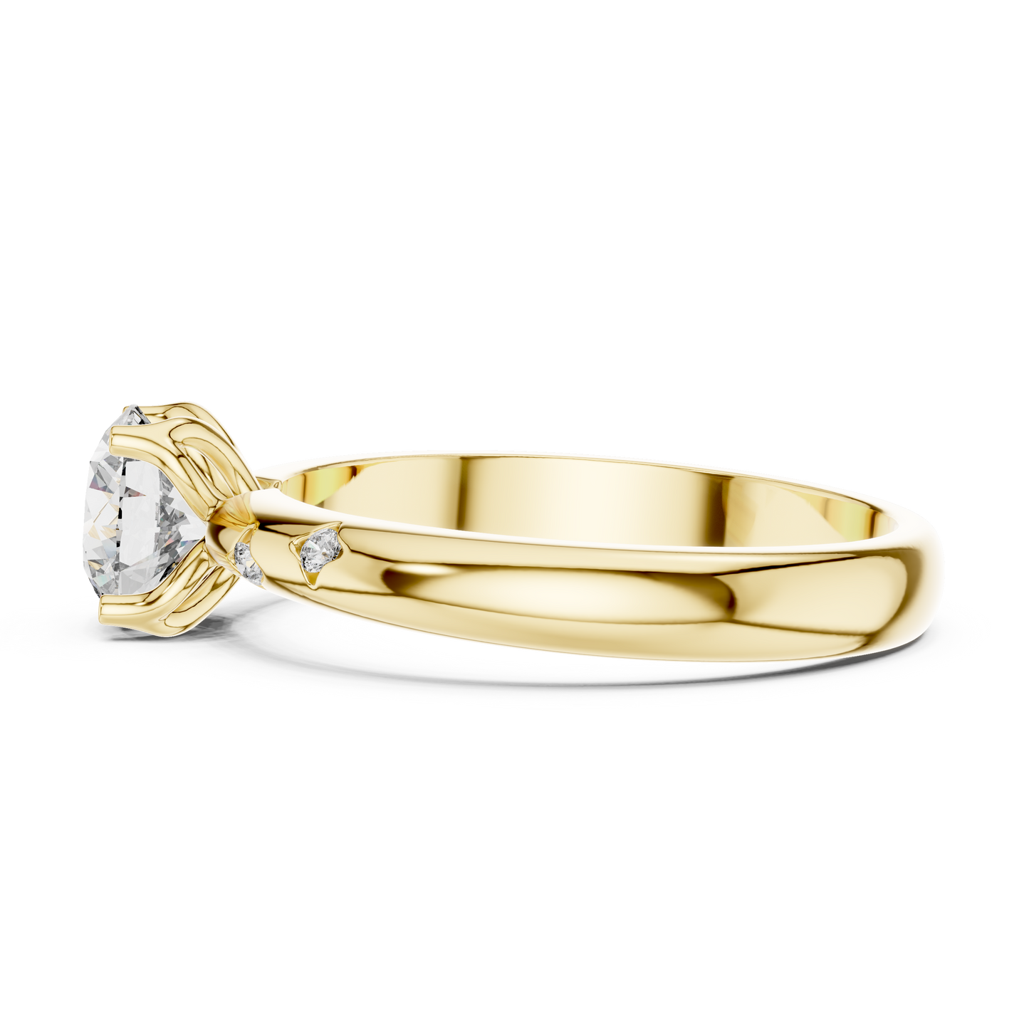 Round Side Stone Lab Grown Diamond Ring