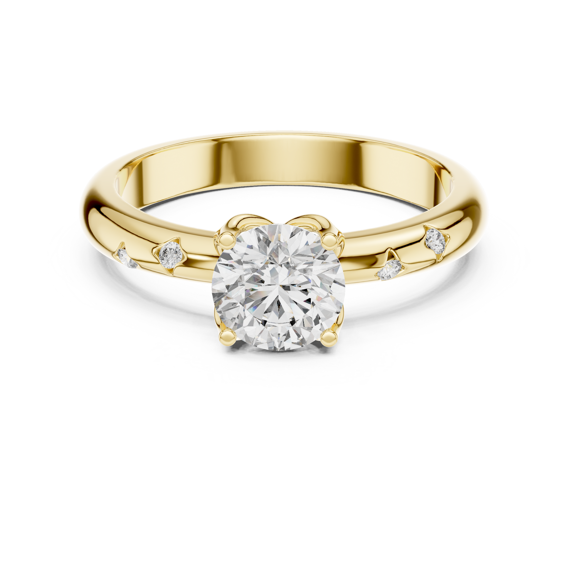 Round Side Stone Lab Grown Diamond Ring