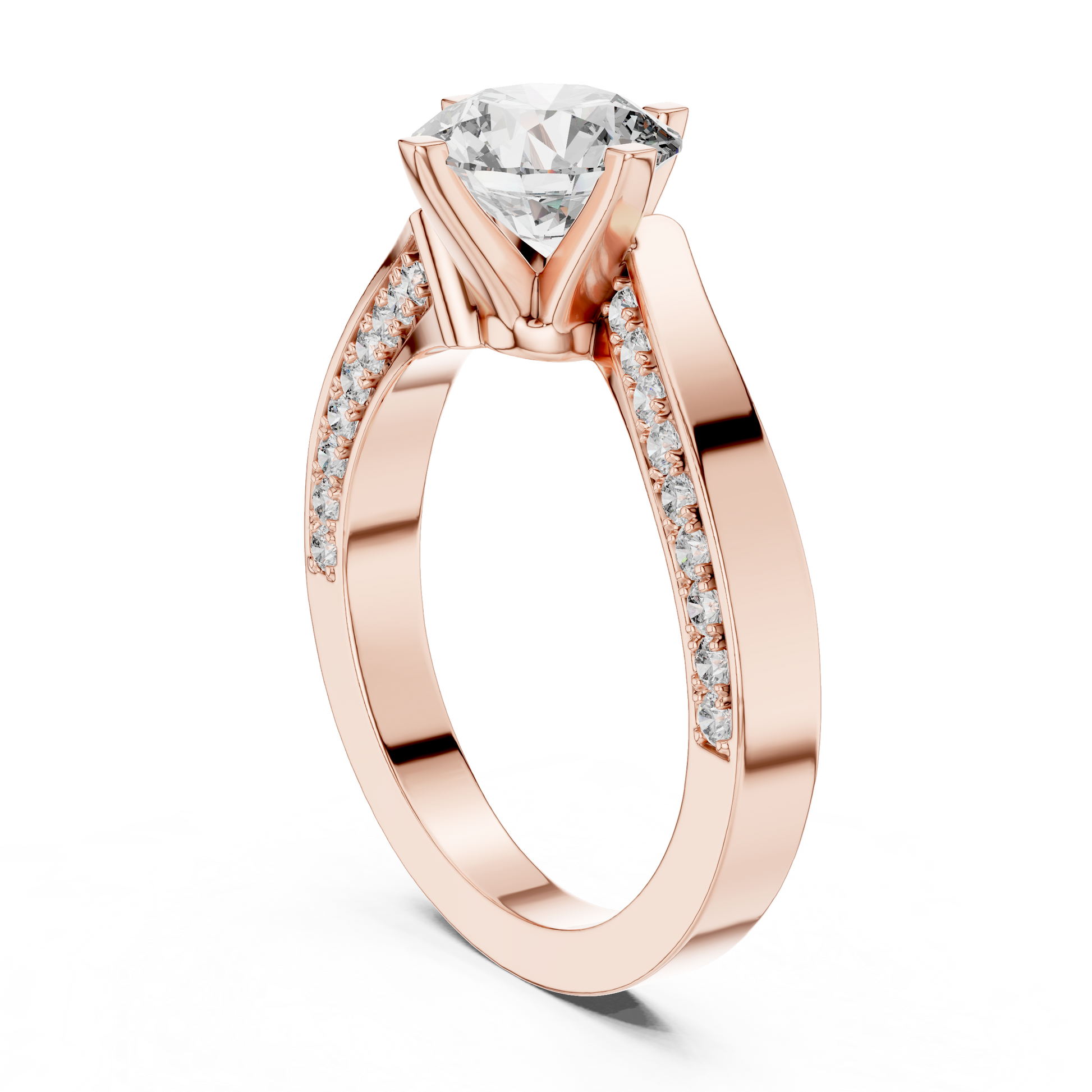 Round Side Stone Lab Grown Diamond Ring