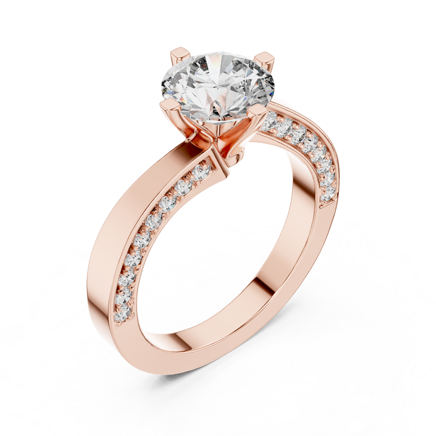 Round Side Stone Lab Grown Diamond Ring