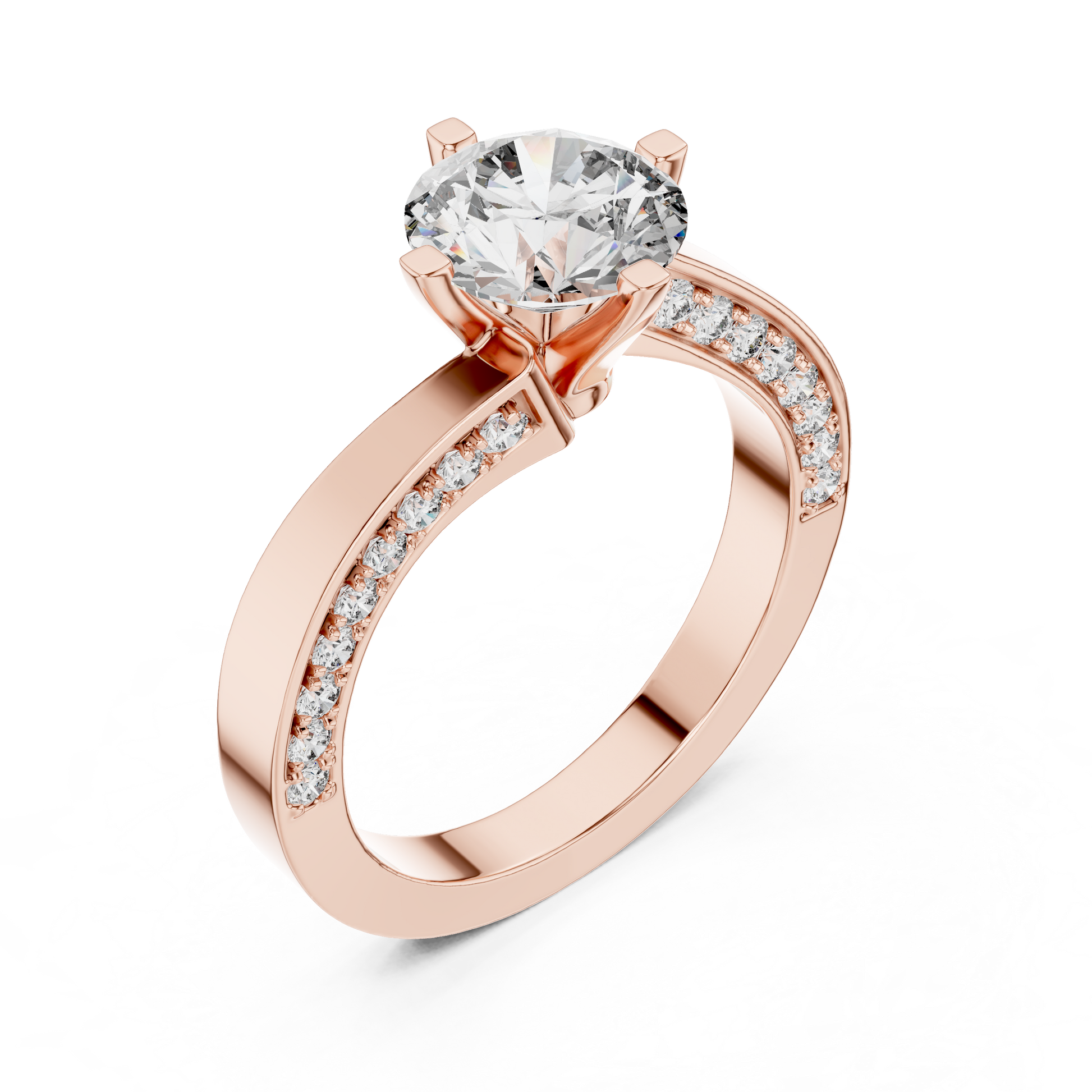 Round Side Stone Lab Grown Diamond Ring