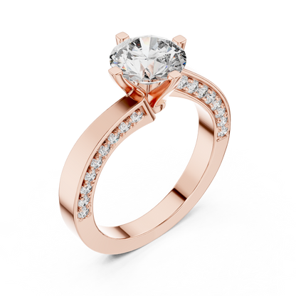 Round Side Stone Lab Grown Diamond Ring