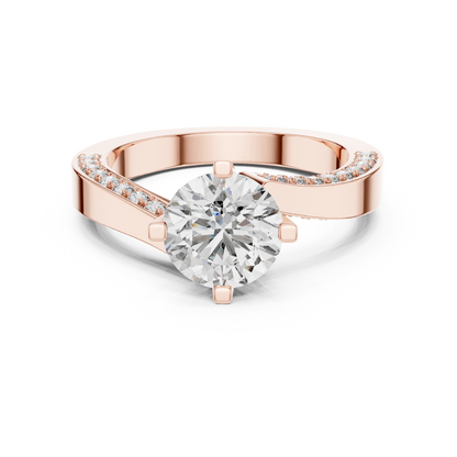 Round Side Stone Lab Grown Diamond Ring