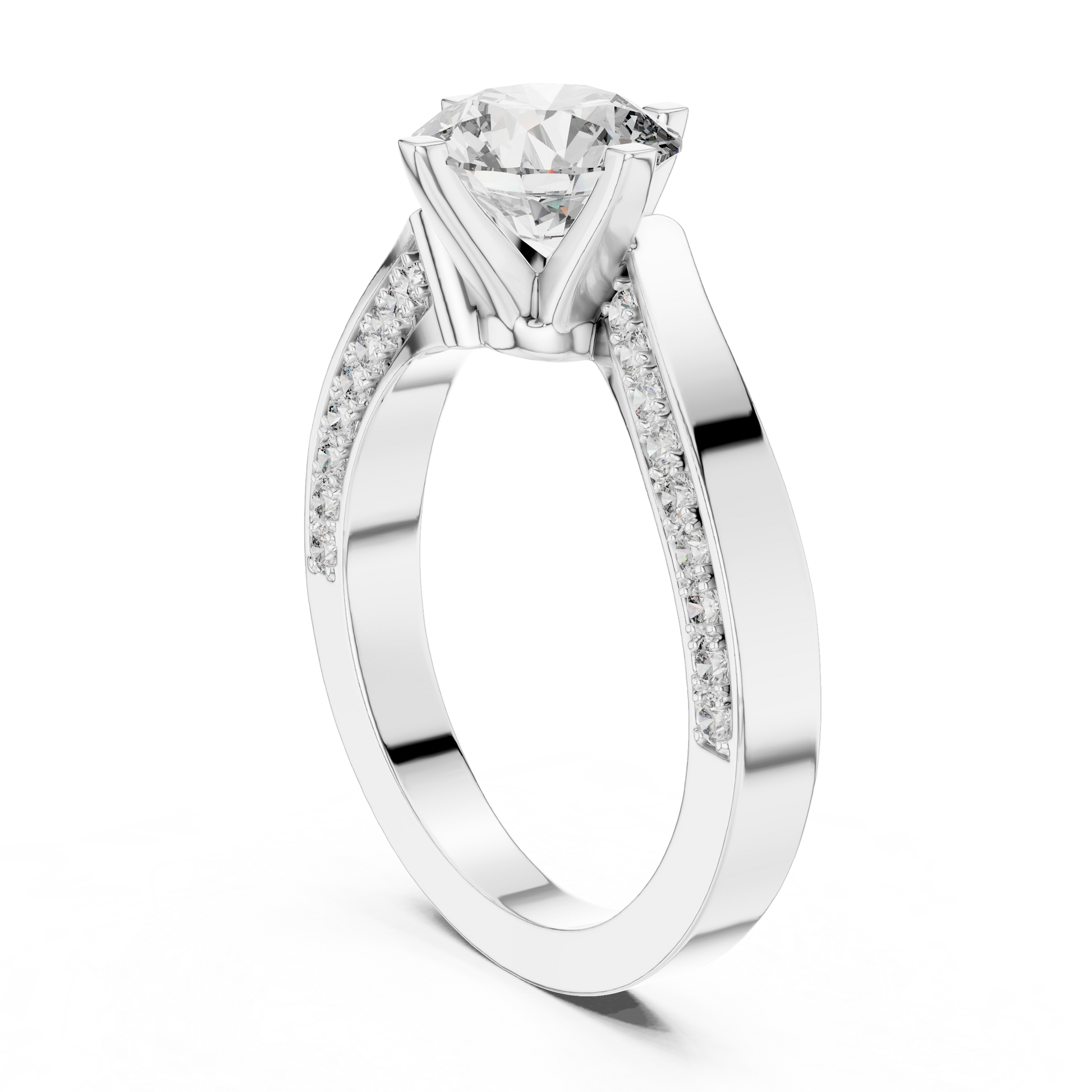 Round Side Stone Lab Grown Diamond Ring