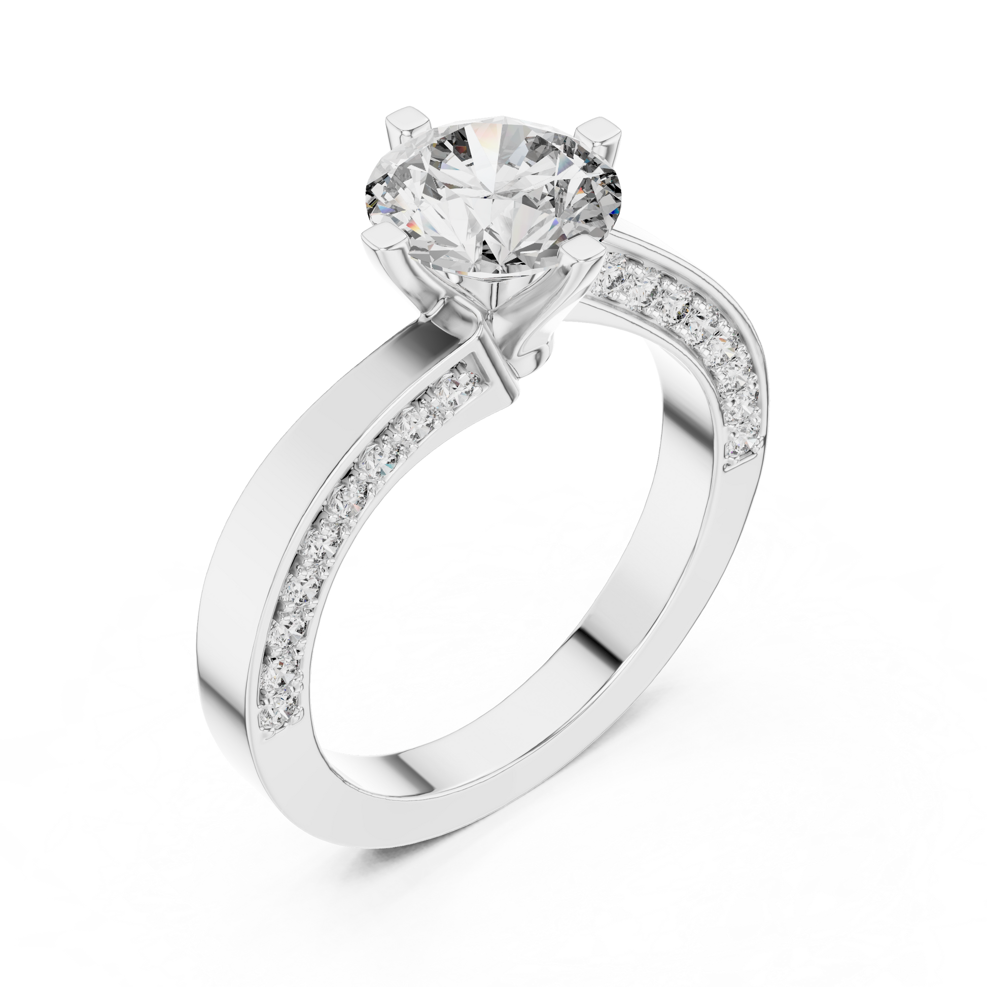 Round Side Stone Lab Grown Diamond Ring