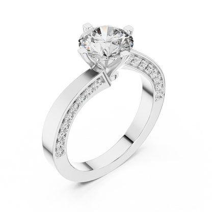Round Side Stone Lab Grown Diamond Ring