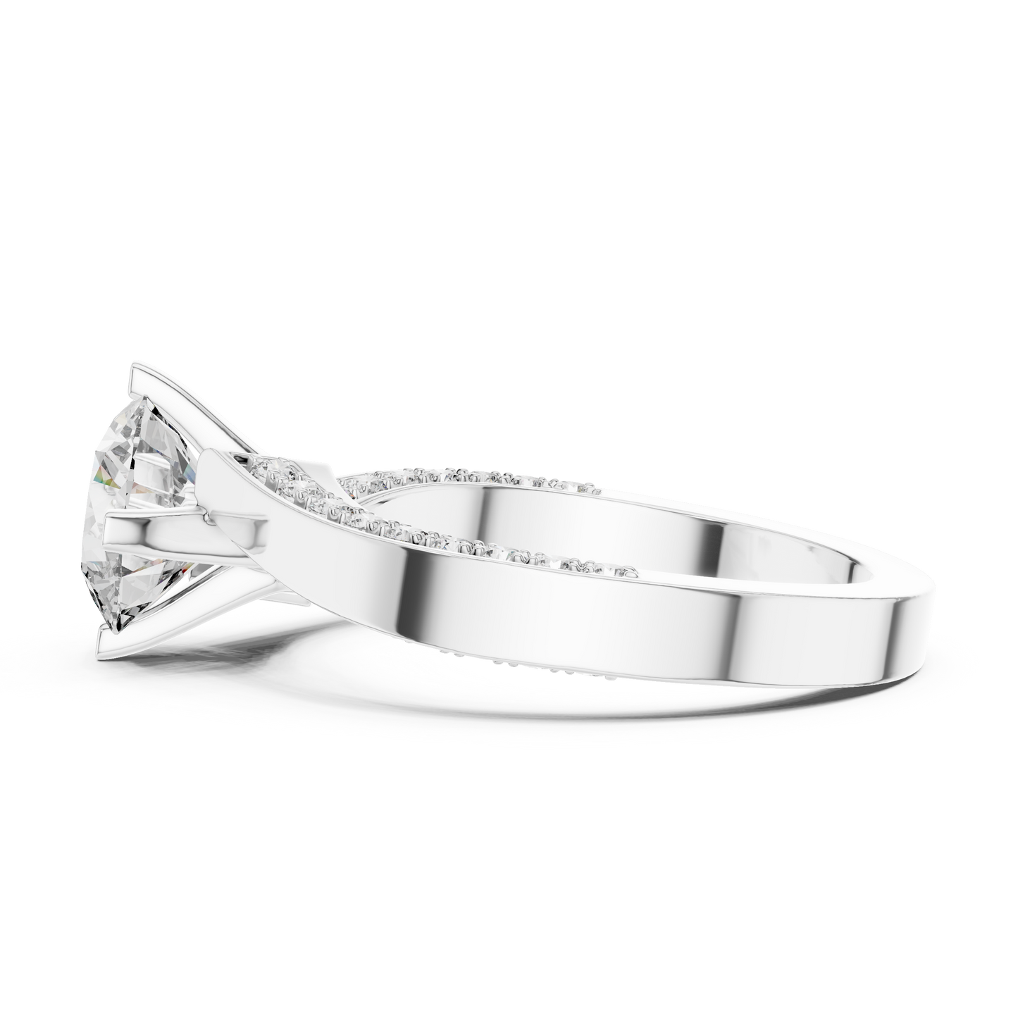 Round Side Stone Lab Grown Diamond Ring