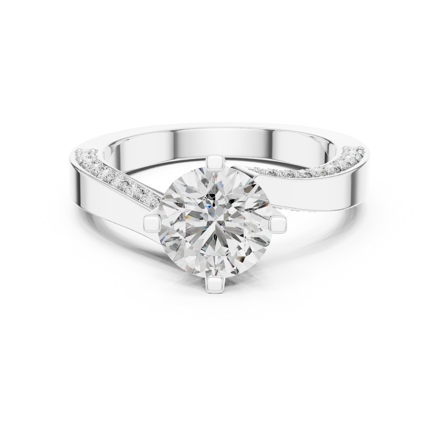 Round Side Stone Lab Grown Diamond Ring