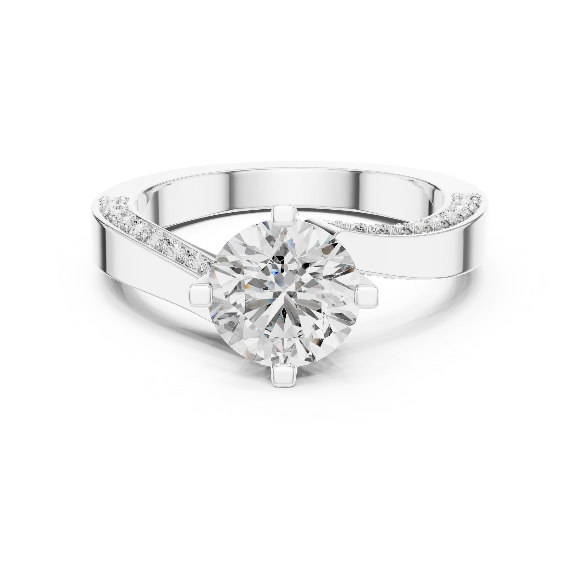 Round Side Stone Lab Grown Diamond Ring