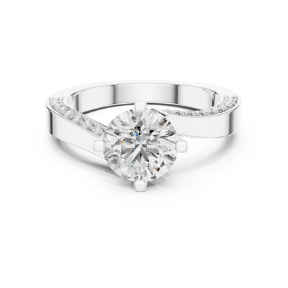Round Side Stone Lab Grown Diamond Ring