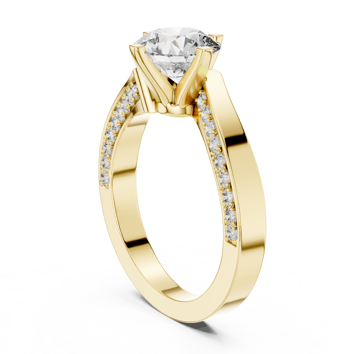 Round Side Stone Lab Grown Diamond Ring