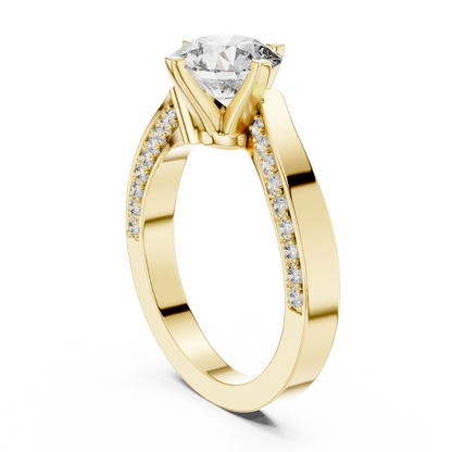 Round Side Stone Lab Grown Diamond Ring