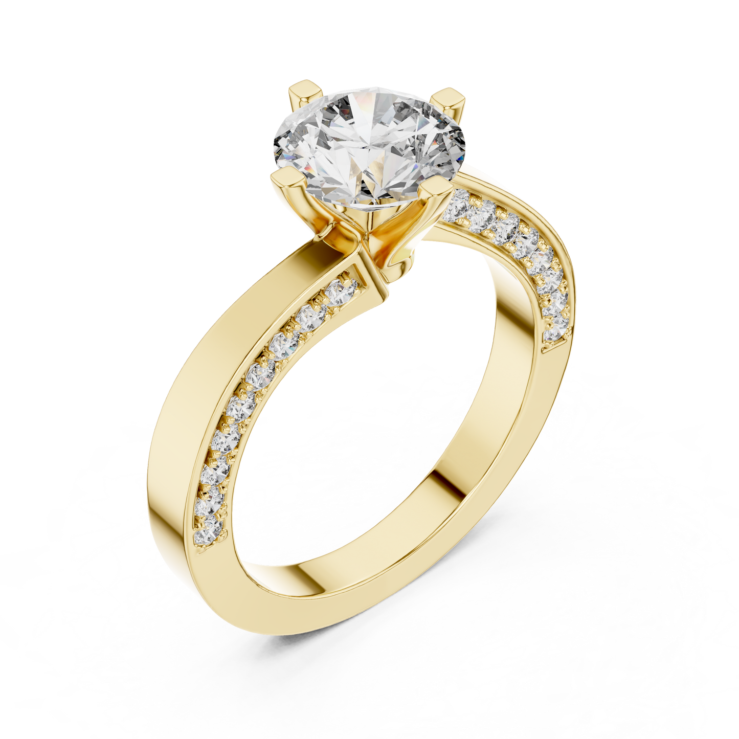 Round Side Stone Lab Grown Diamond Ring