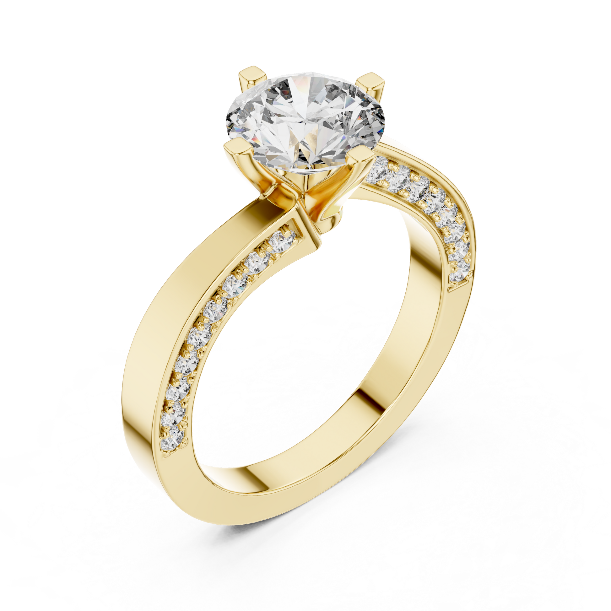 Round Side Stone Lab Grown Diamond Ring