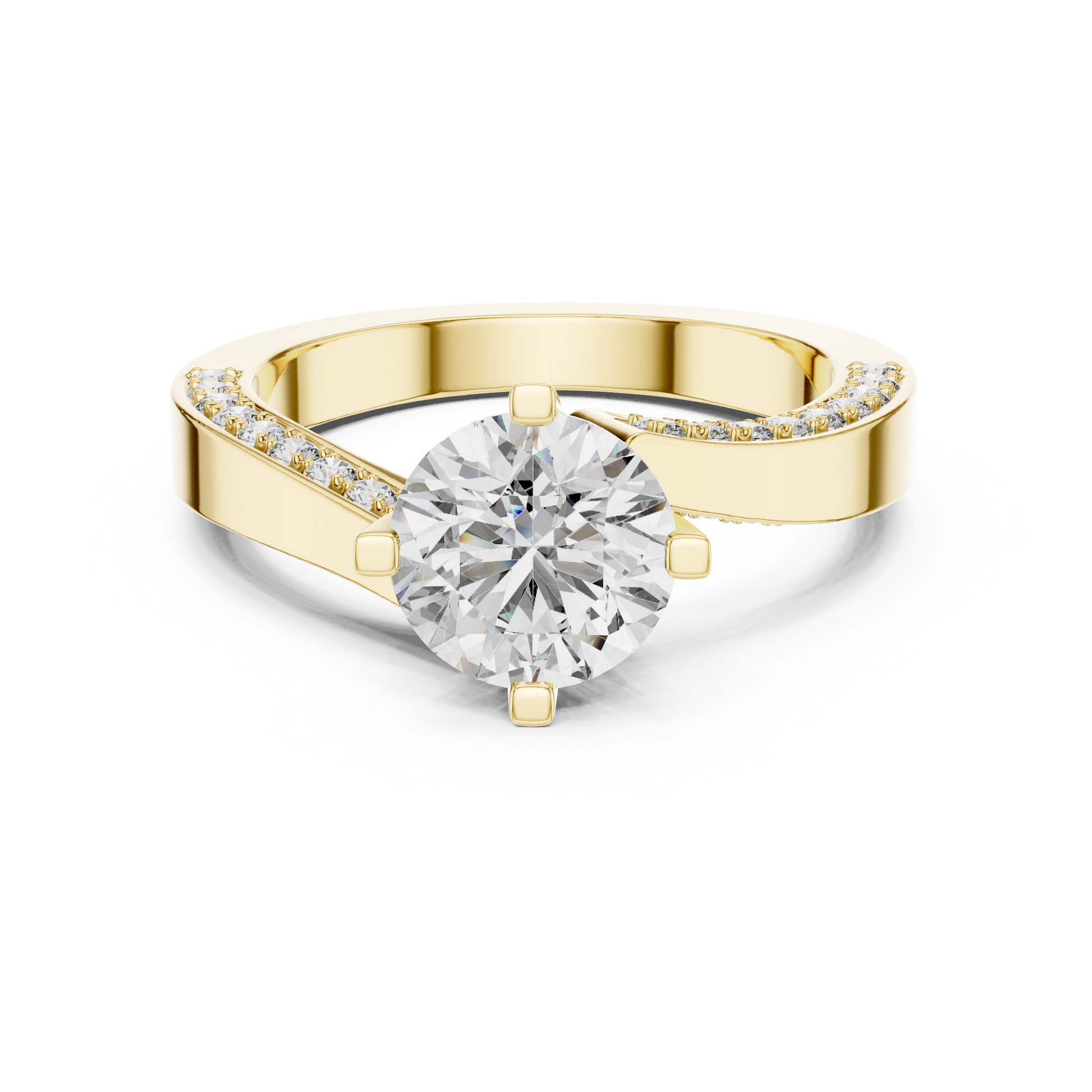 Round Side Stone Lab Grown Diamond Ring