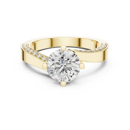 Round Side Stone Lab Grown Diamond Ring