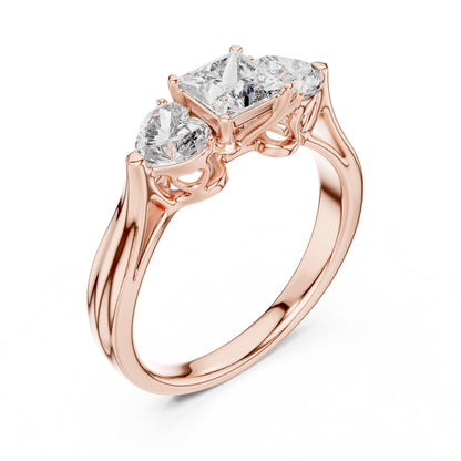 Round Three Stone Lab Grown Diamond Ring
