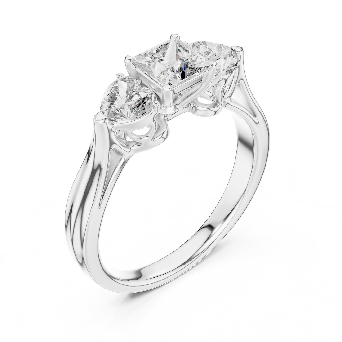 Round Three Stone Lab Grown Diamond Ring