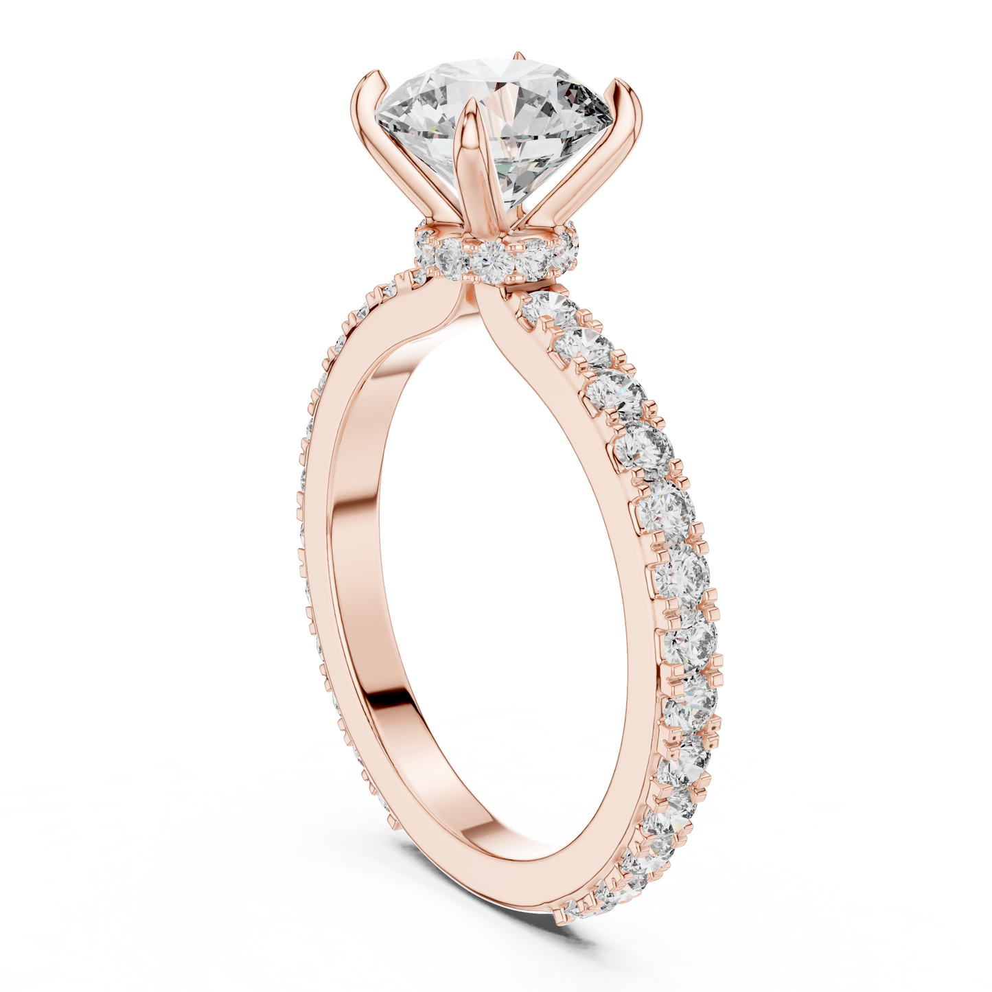Round Pave Lab Grown Diamond Ring
