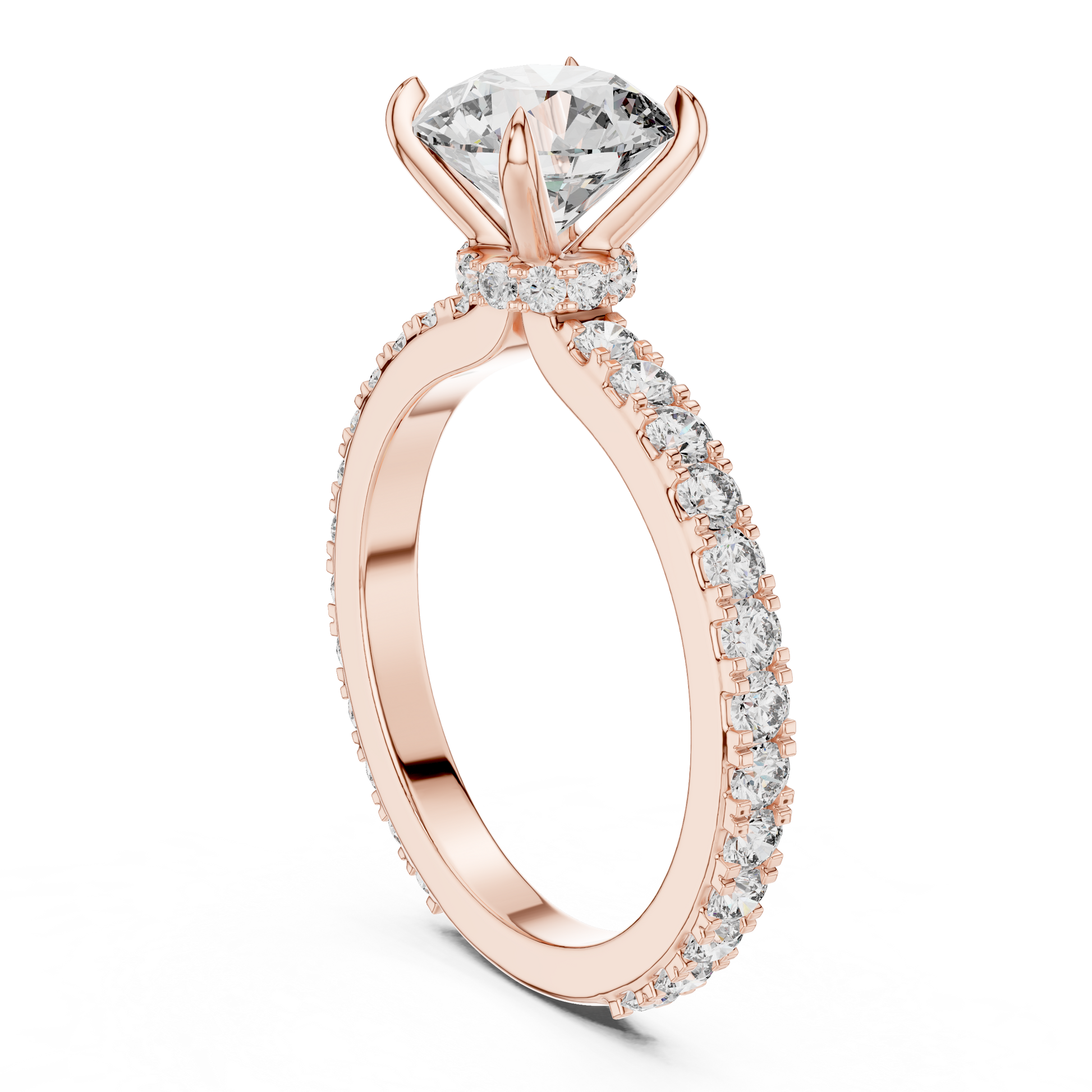 Round Pave Lab Grown Diamond Ring