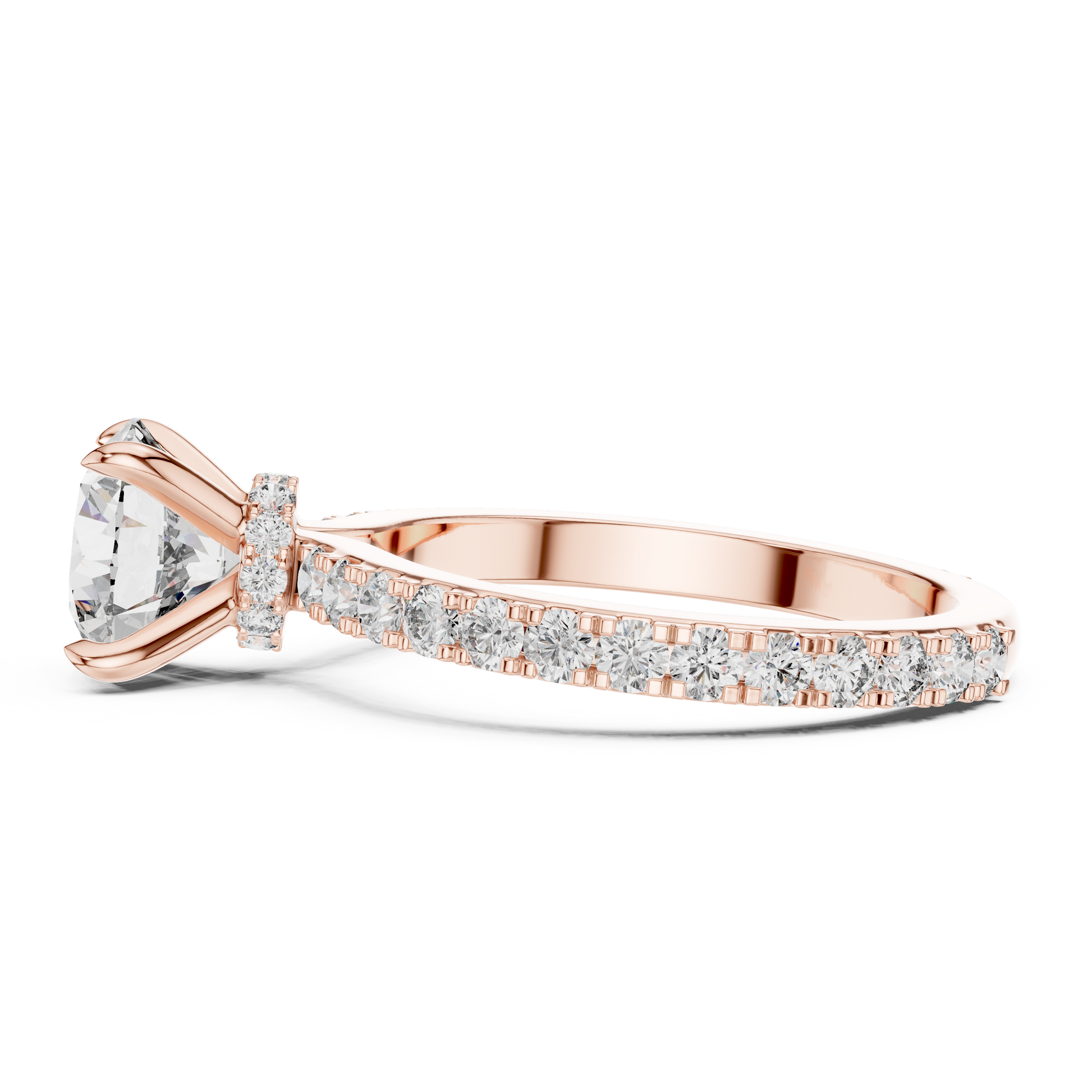 Round Pave Lab Grown Diamond Ring